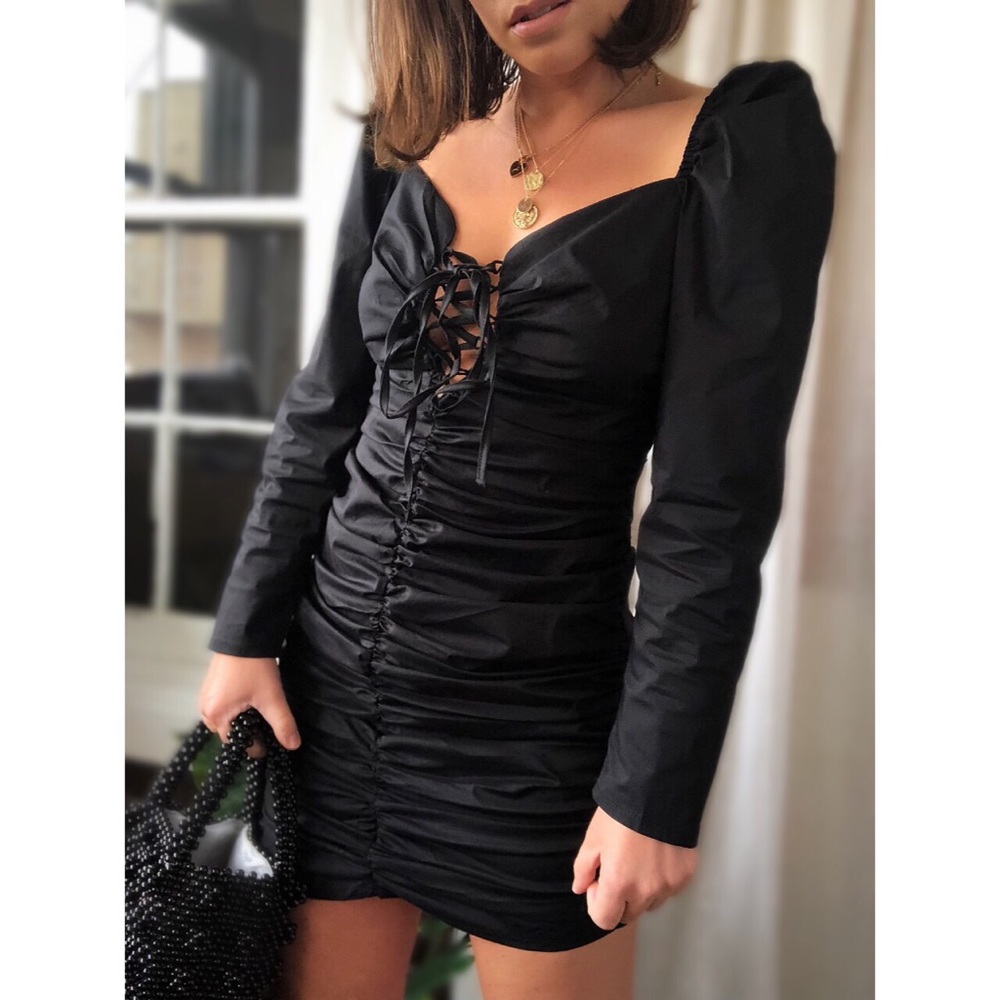 Elegant Black Ruched Dress